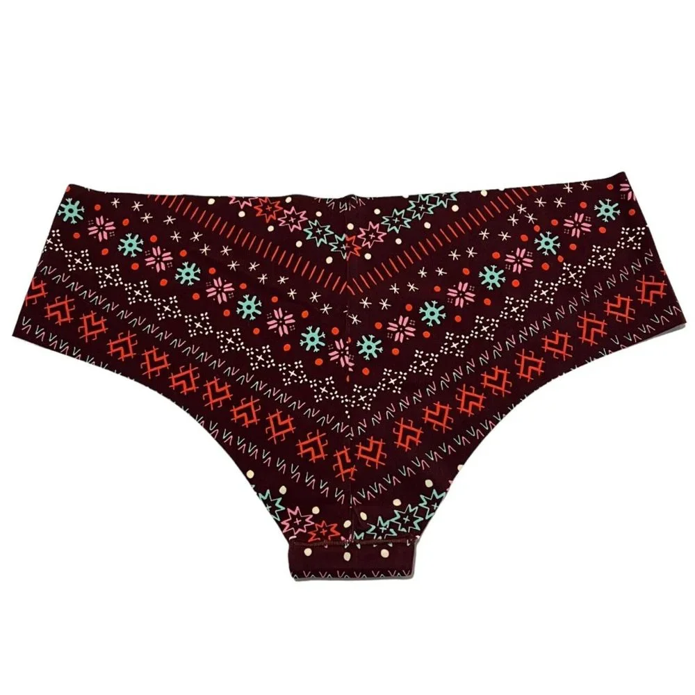 NWT AERIE Cheeky Pantie/Underwear Sz L Burgundy Red Blue - Picture 2 of 3